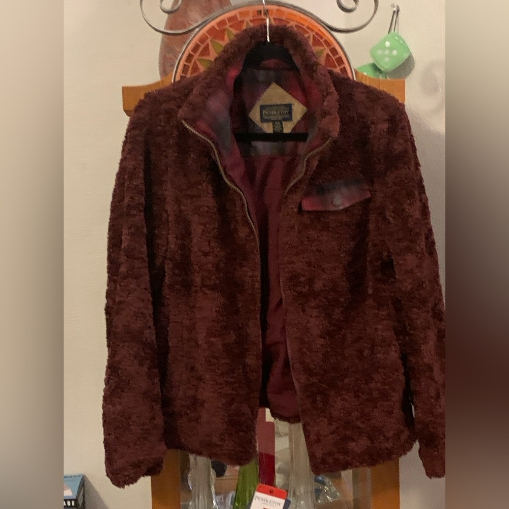 Pendleton Women's Fuzzy Zip Jacket, a warm sherpa-style fleece coat
